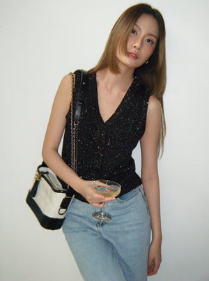 Open image in slideshow, Lani Knitted Sequin Vest Top
