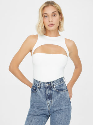 Quince Cut-Out Bodysuit in White