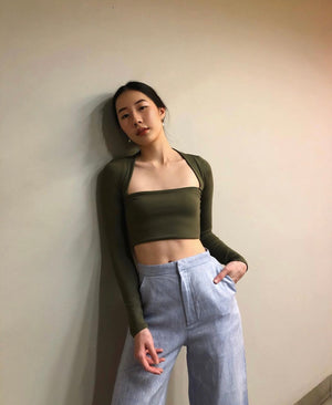 Cassis Crop Top in Forest Green